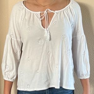 Three Dots Eyelet Top (3/4 length Sleeves)